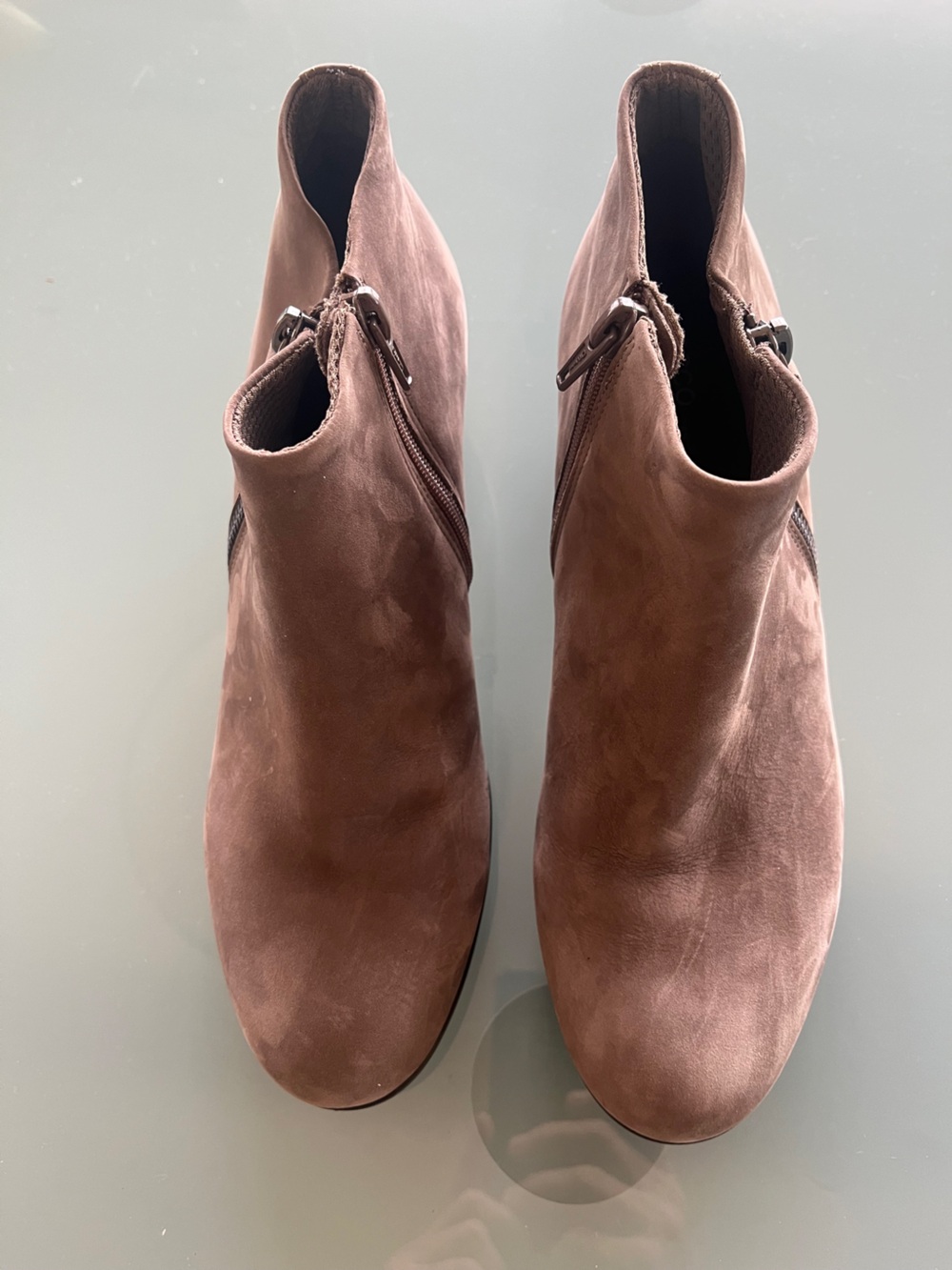 Ecco Danish Design Shape M 35 Ankle Zip Boots Shoes Beige Gray Suede Leather 39